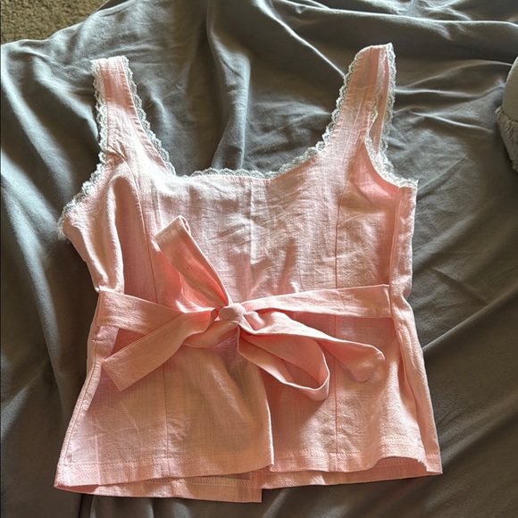 Pink Lace-Trimmed Women's Top - Picture 2 of 2